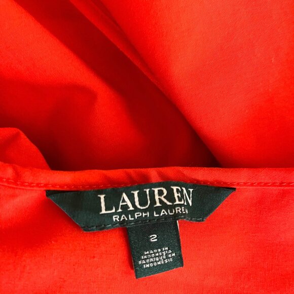 LAUREN Ralph Lauren Size 2 Kadijah Bell-Sleeve Shift Dress Laser Cut Red - Picture 2 of 7